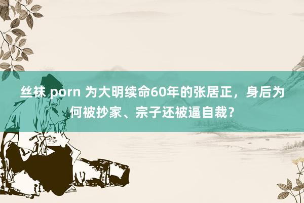 丝袜 porn 为大明续命60年的张居正，身后为何被抄家、宗子还被逼自裁？
