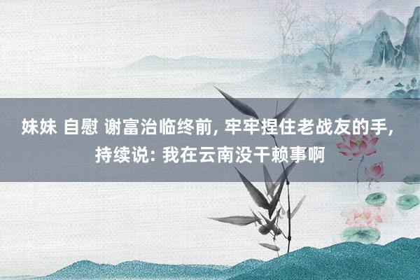 妹妹 自慰 谢富治临终前, 牢牢捏住老战友的手, 持续说: 我在云南没干赖事啊