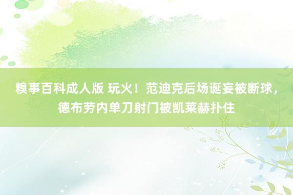 糗事百科成人版 玩火！范迪克后场诞妄被断球，德布劳内单刀射门被凯莱赫扑住