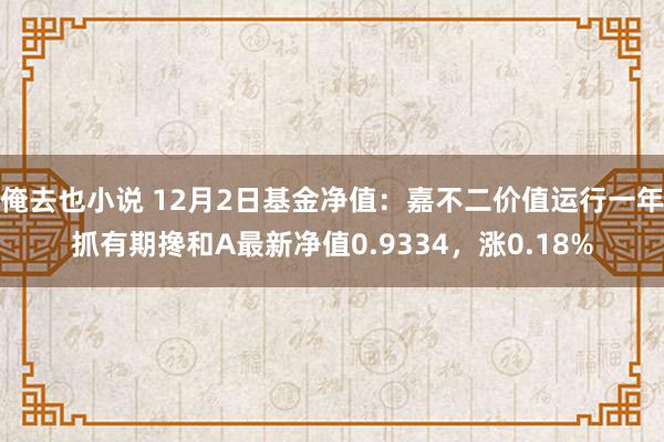 俺去也小说 12月2日基金净值：嘉不二价值运行一年抓有期搀和A最新净值0.9334，涨0.18%