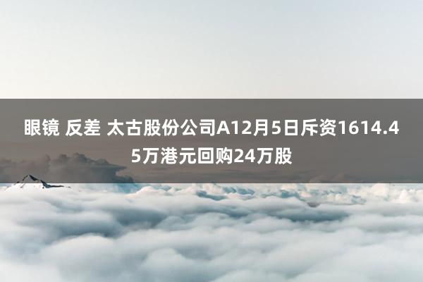 眼镜 反差 太古股份公司A12月5日斥资1614.45万港元回购24万股
