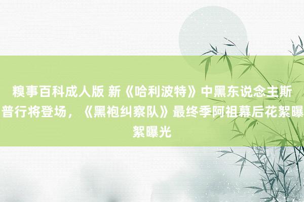糗事百科成人版 新《哈利波特》中黑东说念主斯内普行将登场，《黑袍纠察队》最终季阿祖幕后花絮曝光