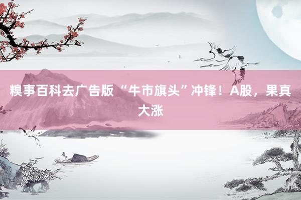 糗事百科去广告版 “牛市旗头”冲锋！A股，果真大涨