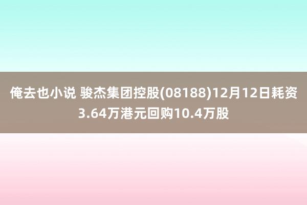 俺去也小说 骏杰集团控股(08188)12月12日耗资3.64万港元回购10.4万股