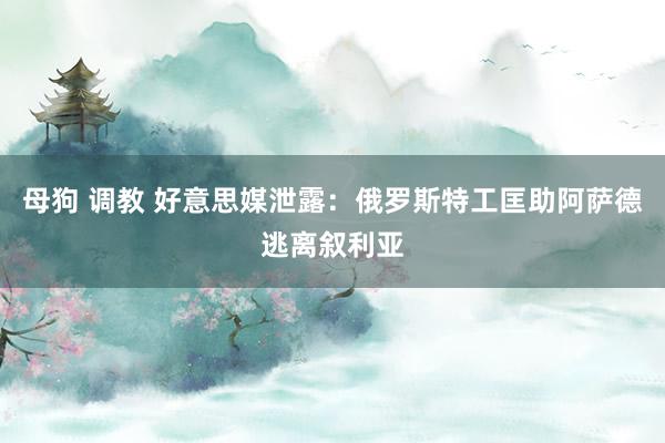 母狗 调教 好意思媒泄露：俄罗斯特工匡助阿萨德逃离叙利亚