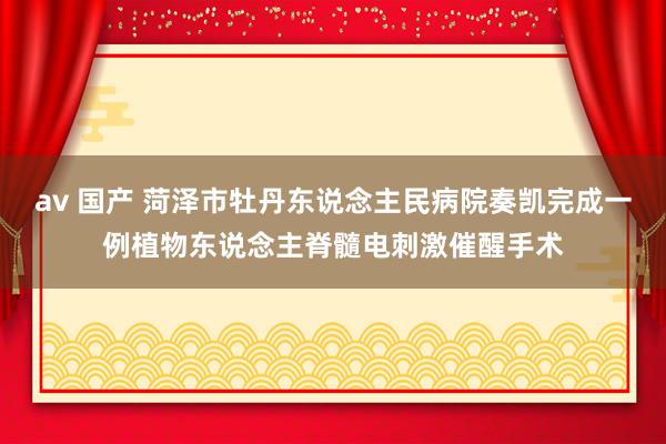 av 国产 菏泽市牡丹东说念主民病院奏凯完成一例植物东说念主脊髓电刺激催醒手术