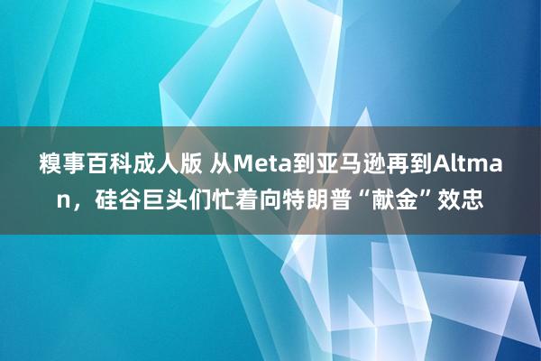 糗事百科成人版 从Meta到亚马逊再到Altman，硅谷巨头们忙着向特朗普“献金”效忠