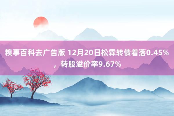糗事百科去广告版 12月20日松霖转债着落0.45%，转股溢价率9.67%