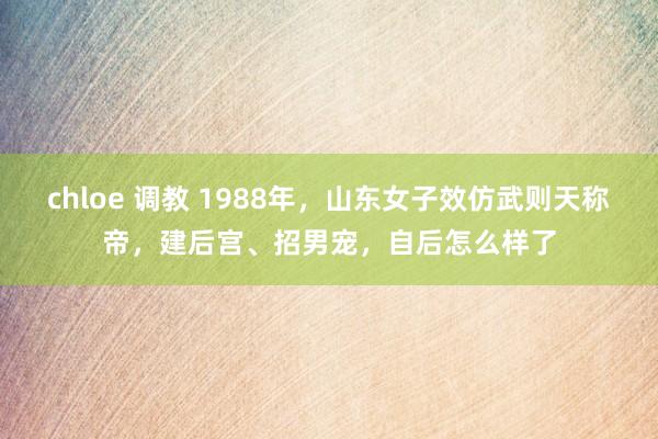 chloe 调教 1988年，山东女子效仿武则天称帝，建后宫、招男宠，自后怎么样了