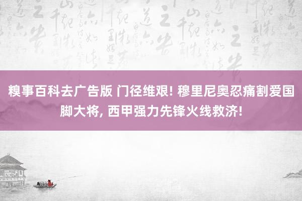 糗事百科去广告版 门径维艰! 穆里尼奥忍痛割爱国脚大将, 西甲强力先锋火线救济!
