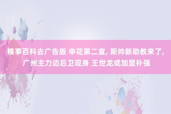 糗事百科去广告版 申花第二宣, 斯帅新助教来了, 广州主力边后卫现身 王世龙或加盟补强