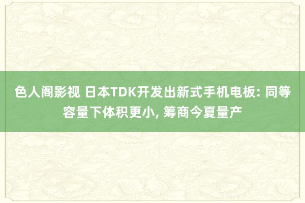 色人阁影视 日本TDK开发出新式手机电板: 同等容量下体积更小, 筹商今夏量产