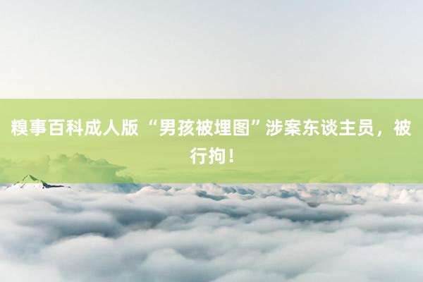 糗事百科成人版 “男孩被埋图”涉案东谈主员,被行拘!