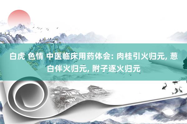 白虎 色情 中医临床用药体会: 肉桂引火归元, 葱白伴火归元, 附子逐火归元