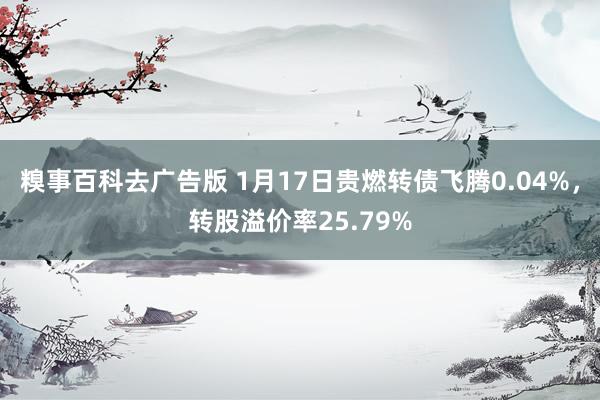 糗事百科去广告版 1月17日贵燃转债飞腾0.04%，转股溢价率25.79%