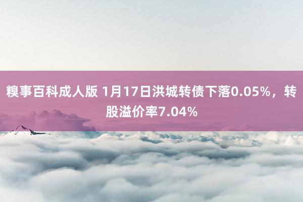 糗事百科成人版 1月17日洪城转债下落0.05%，转股溢价率7.04%