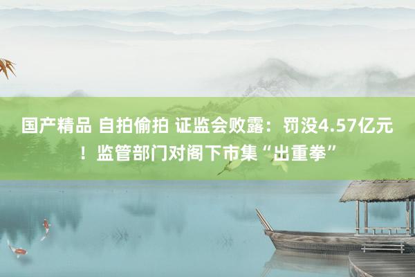 国产精品 自拍偷拍 证监会败露：罚没4.57亿元！监管部门对阁下市集“出重拳”