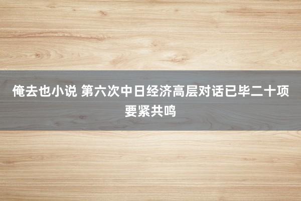 俺去也小说 第六次中日经济高层对话已毕二十项要紧共鸣