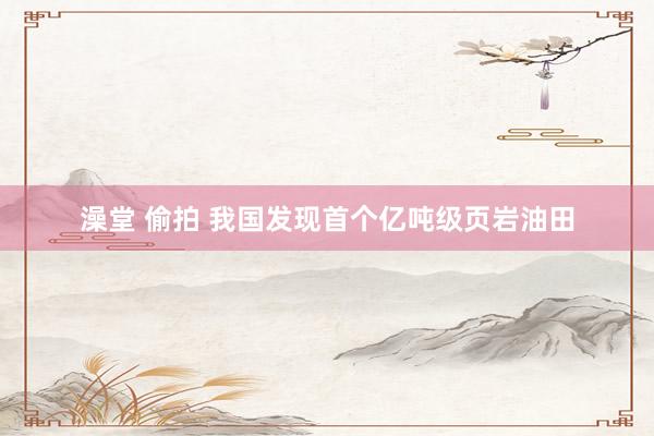 澡堂 偷拍 我国发现首个亿吨级页岩油田