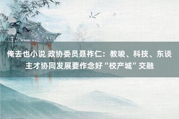 俺去也小说 政协委员聂祚仁：教唆、科技、东谈主才协同发展要作念好“校产城”交融
