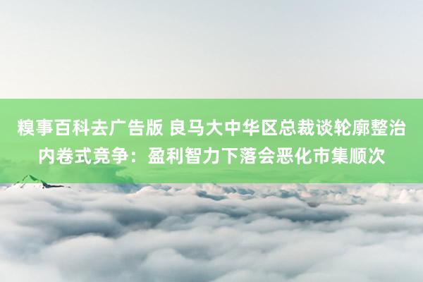 糗事百科去广告版 良马大中华区总裁谈轮廓整治内卷式竞争：盈利智力下落会恶化市集顺次