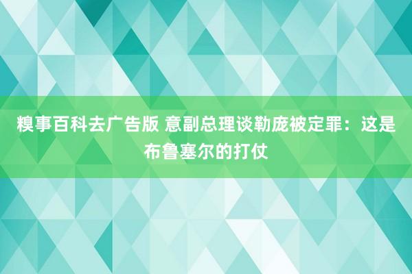 糗事百科去广告版 意副总理谈勒庞被定罪：这是布鲁塞尔的打仗