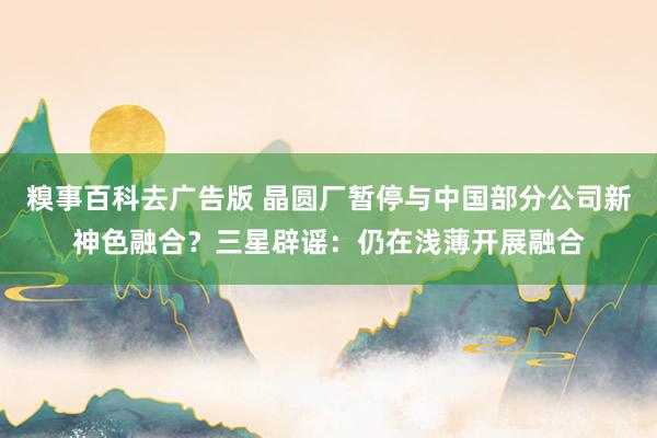 糗事百科去广告版 晶圆厂暂停与中国部分公司新神色融合？三星辟谣：仍在浅薄开展融合