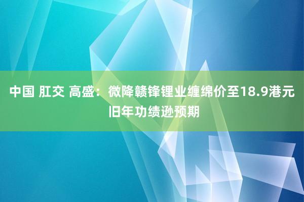 中国 肛交 高盛：微降赣锋锂业缠绵价至18.9港元 旧年功绩逊预期