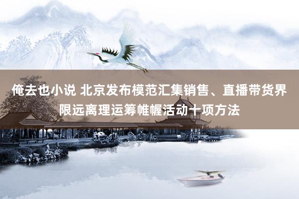 俺去也小说 北京发布模范汇集销售、直播带货界限远离理运筹帷幄活动十项方法