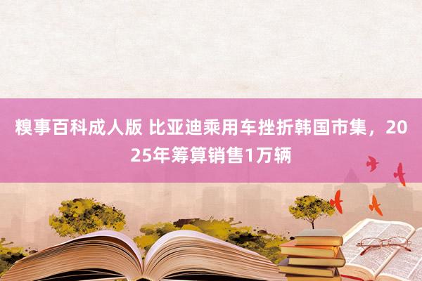 糗事百科成人版 比亚迪乘用车挫折韩国市集，2025年筹算销售1万辆