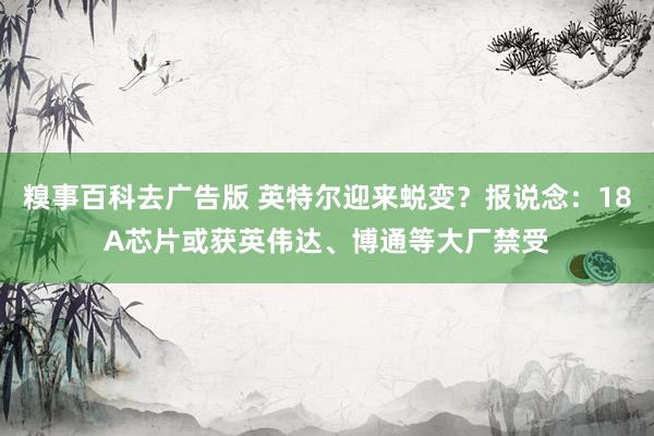 糗事百科去广告版 英特尔迎来蜕变？报说念：18A芯片或获英伟达、博通等大厂禁受